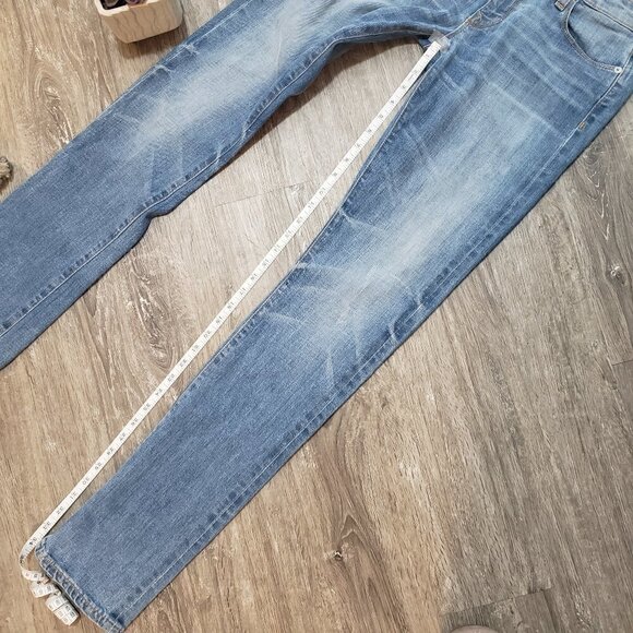 Baldwin The EJ Straight Leg Blue Jeans Light Wash Distressed Sz 27 Made In USA - Picture 11 of 12
